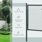Garden gate in steel with lock and 3 keys, 97x150cm, green - Borge' Group Limited