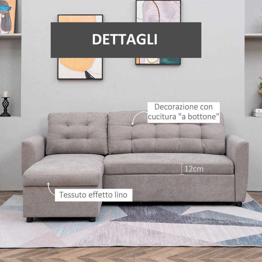 Grey Corner Sofa | 3 Seater Sofa/Sofa Bed - Borgè