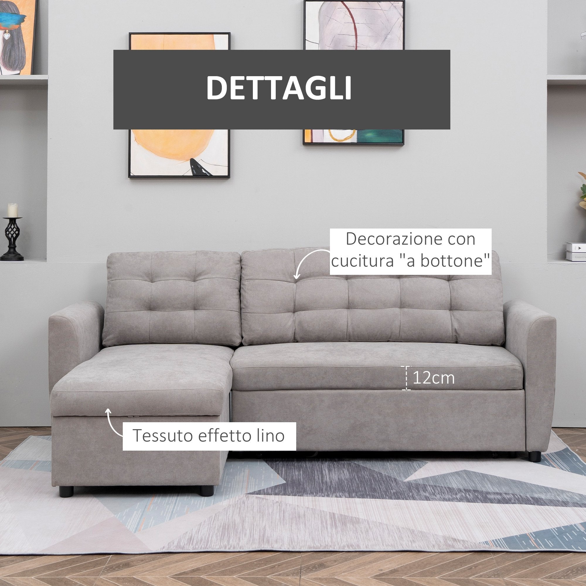 Grey Corner Sofa | 3 Seater Sofa/Sofa Bed - Borgè