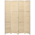 Indoor 4-Panel Indoor Room Divider in Wood and Bamboo, Foldable and Space-Saving Height 170cm, Brown - Borgè
