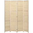 Indoor 4-Panel Indoor Room Divider in Wood and Bamboo, Foldable and Space-Saving Height 170cm, Brown - Borgè