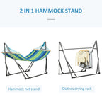 Folding Cotton and Steel Freestanding Hammock Stand, 270x100x94cm - Borge' Group Limited