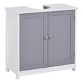Kleankin Mobile Under Bathroom Washa with U -cut, 2 doors with adjustable shelf in MDF, 60x30x60cm Grey white - Borgè