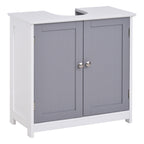 Kleankin Mobile Under Bathroom Washa with U -cut, 2 doors with adjustable shelf in MDF, 60x30x60cm Grey white - Borgè