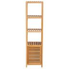 Mobile with column for bamboo bathroom with 4 shelves and a cabinet 36x33x140cm - Borgè