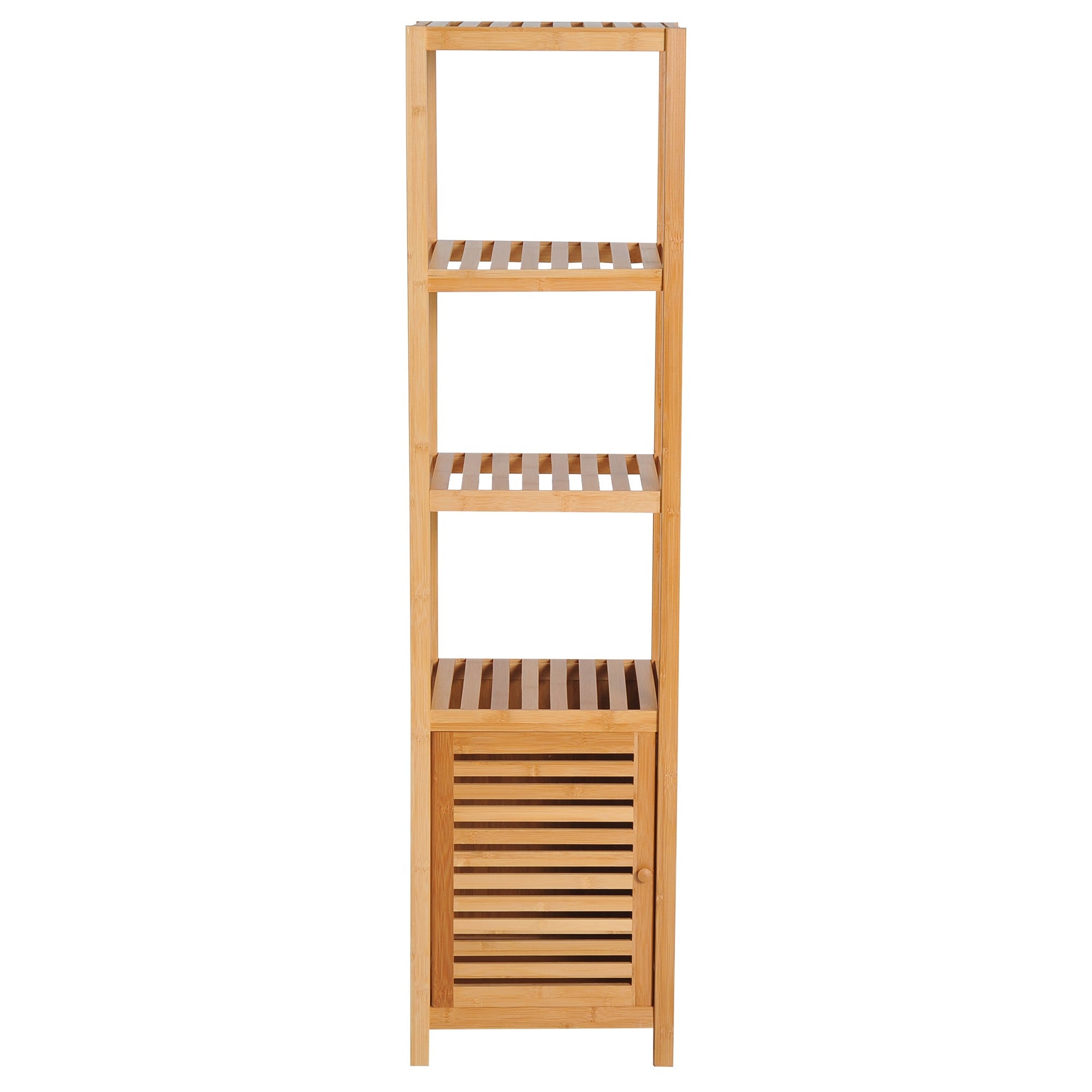 Mobile with column for bamboo bathroom with 4 shelves and a cabinet 36x33x140cm - Borgè