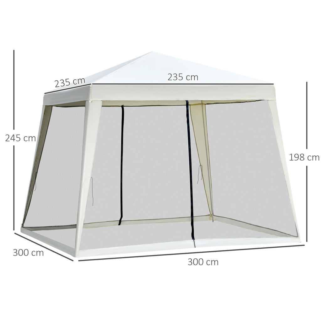 Waterproof Gazebo with Mosquito Nets Outdoor Garden Tent Polyester 3 x 3 x 2.45 m Beige - Borge' Group Limited