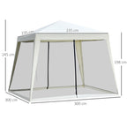 Waterproof Gazebo with Mosquito Nets Outdoor Garden Tent Polyester 3 x 3 x 2.45 m Beige - Borge' Group Limited