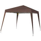 Outsunny Garden Folding Gazebo 2.4x2.4m with steel structure and windproof ropes, coffee - Borgè