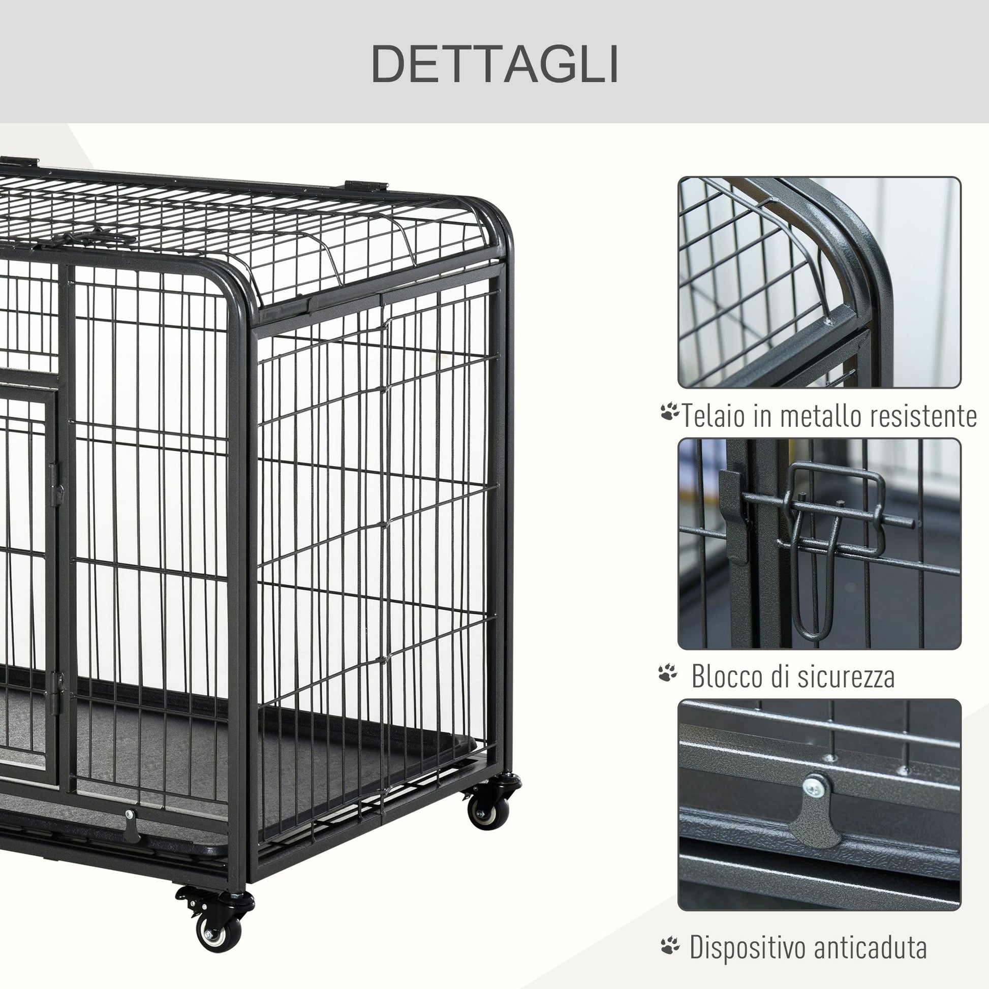 Pawhut Kennel for folding dogs holder with 4 -wheel removable bottom block - Borgè