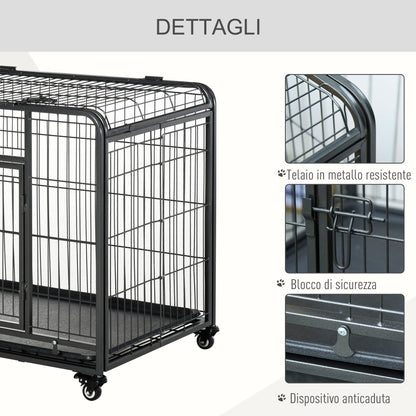 Pawhut Kennel for folding dogs holder with 4 -wheel removable bottom block - Borgè