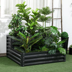 2-Tier Raised Garden Bed in Steel with Open Bottom, 120x101x58cm, Dark Grey - Borge' Group Limited