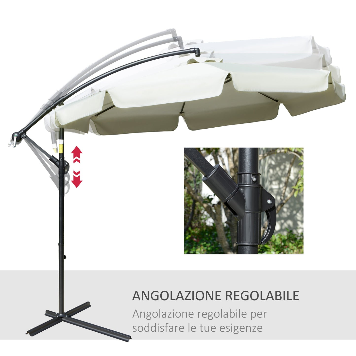 Outsunny Garden umbrella with crank and tilted opening, φ265x265cm, beige - Borgè