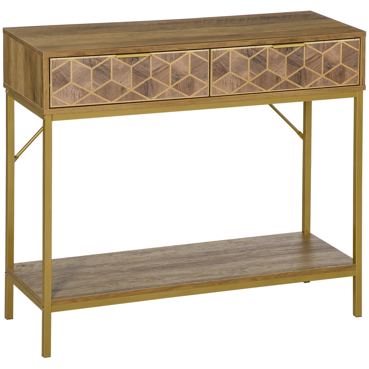 FRIDA | Entrance Console with 2 drawers and wooden shelf | 99x35x86cm