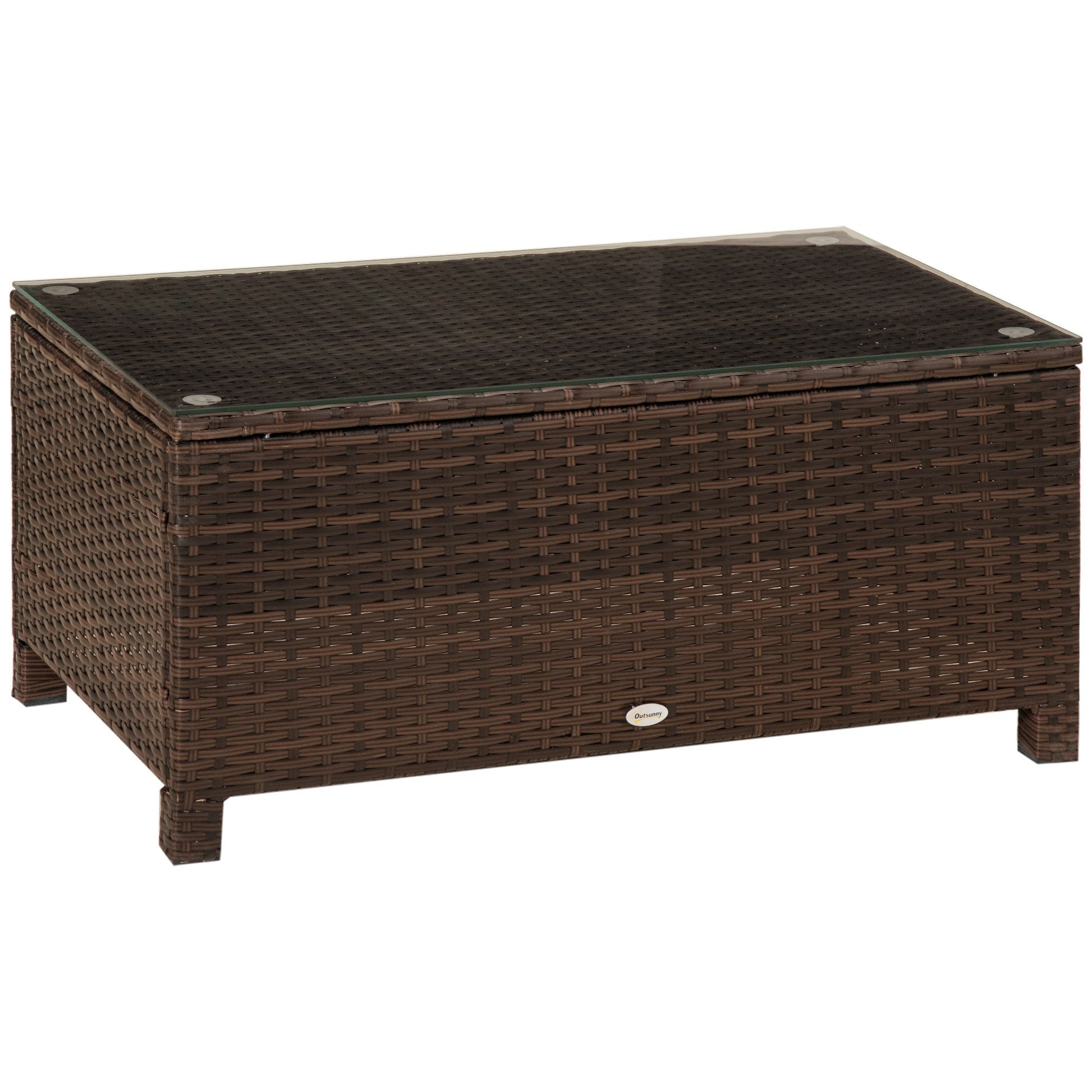 Outsunny Garden Table in tempered 5mm rectangular external Rattan 85 x 50 x 39 cm brown - Borgè