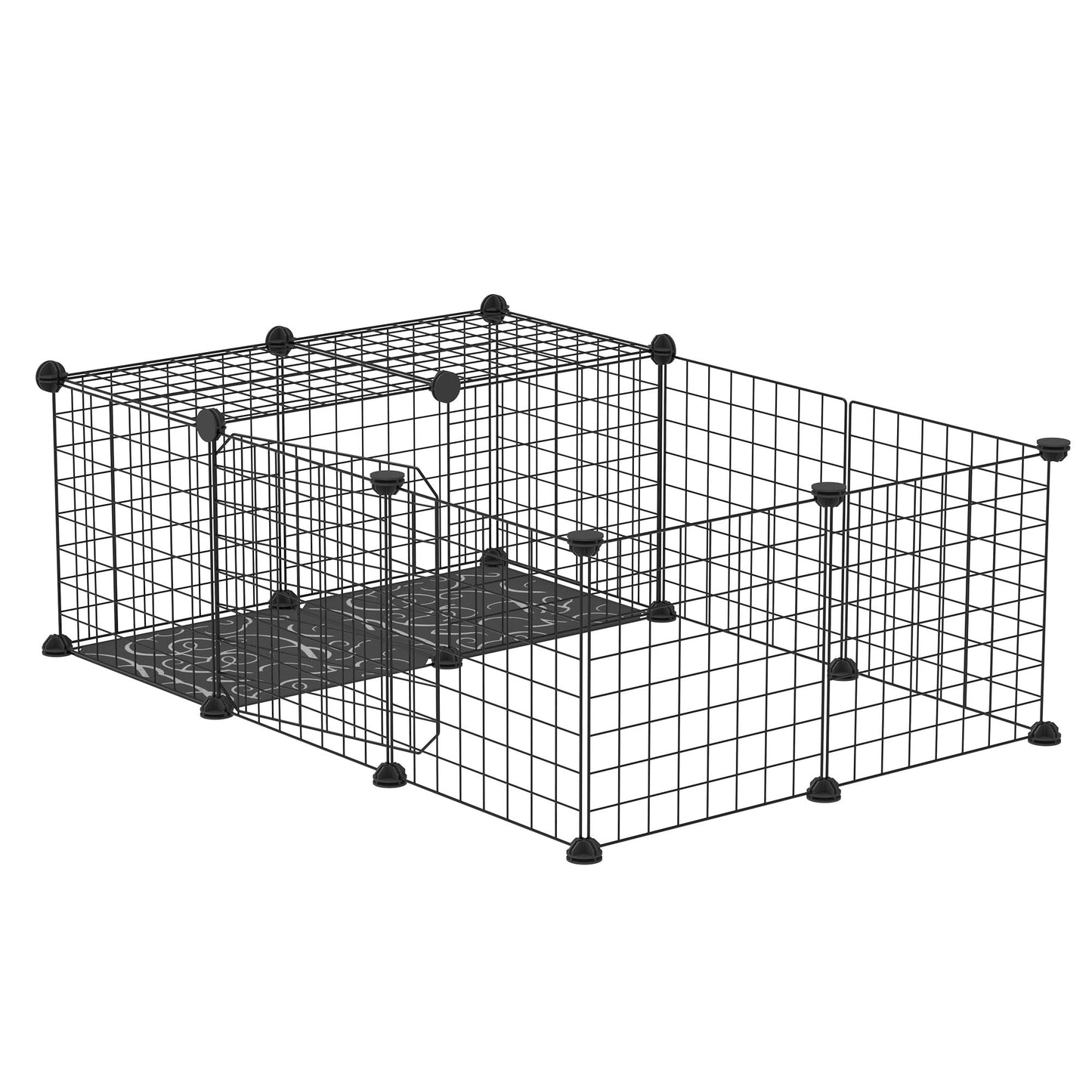 PAWHUT Fence for rabbits and piglets of India modular with editing accessories, 105x70x35cm - Black - Borgè