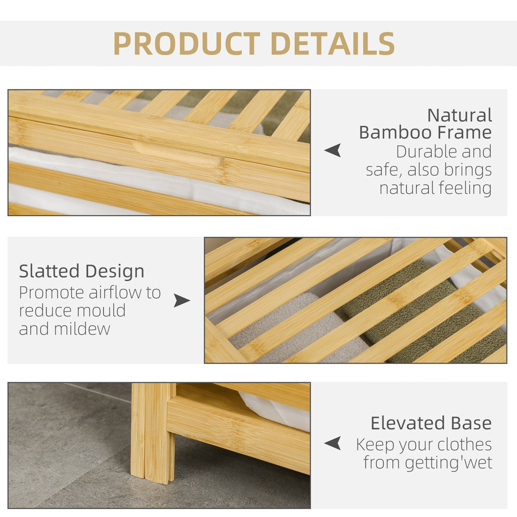 Cesto Bamboo slab holder in bamboo and fabric with lid and removable bag, 50x36x60 cm - Borgè