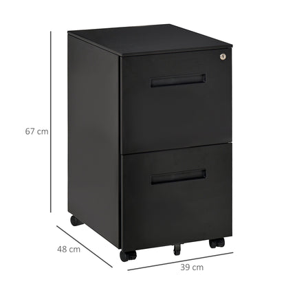 VATTETTO DRAWING DRAWING STEEL WITH CHEAPS, 2 drawers with lock 39x48x67cm, black - Borgè