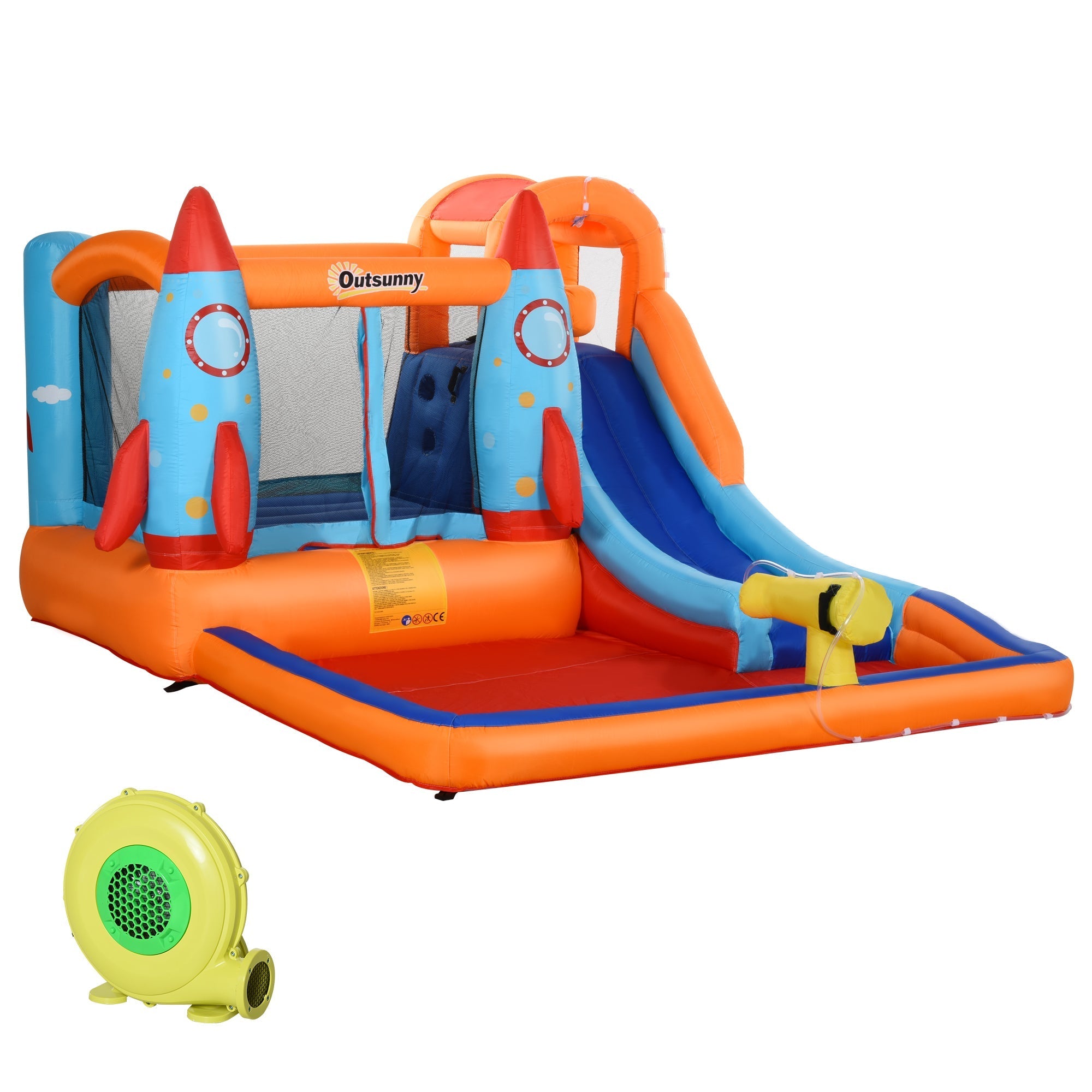 Inflatable Castle for Children, Pool with Slide and Trampoline, Electric Pump, 350x250x185cm, Multicolored - Borge' Group Limited