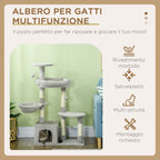Cat Tree for cats with Scratch Pole i, 65x30x104 cm, light gray - Borgè