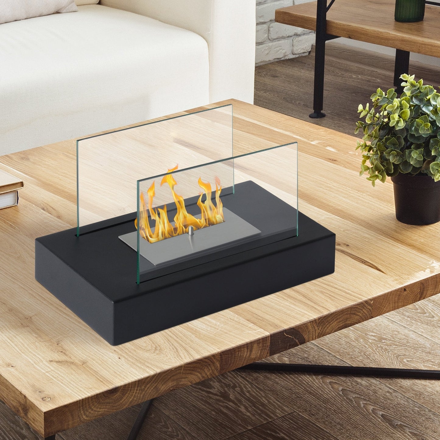 Homcom Bioethanol fireplace in steel tank 0.5L, 35x18x21cm