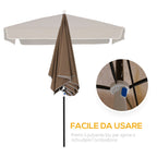 2x2m Outdoor Umbrella with Square Canopy, Adjustable and Portable, in Metal and Polyester, Coffee - Borge' Group Limited