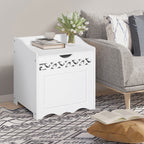 Wooden Wooden Cabinet with White with carved decoration 55 x 34 x 58 cm - Borgè