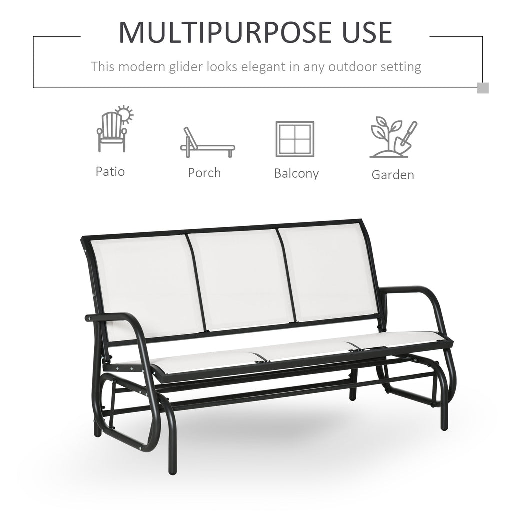 3-Seater Garden Swing Bench in Metal and Breathable Mesh Fabric, 147x70x85cm, Beige - Borge' Group Limited