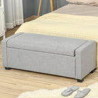 Ottoman Fabric Bench with Fabric Container Compartment, 120x50x44cm - Grey - Borgè
