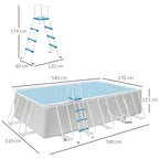 Above Ground Pool in Steel and Reinforced PVC with Filter, 580x310x122cm, Light Grey - Borge' Group Limited