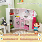 Kitchen for children 3-6 years old with realistic cooking lights and kitchen utensils | 84x93.5x85 cm - Borgè