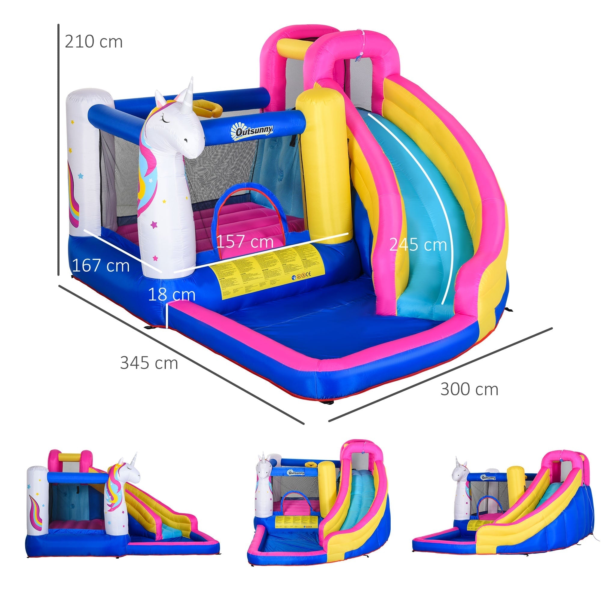 Inflatable Bouncy Castle for Kids with Slide, Pool and Basketball Hoop, Giant Inflatable Bouncy Game for 3 Children, 360x305x210 cm - Borge' Group Limited