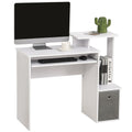 Homcom computer desk with keyboard holder, shelter and drawer in fabric, in wood, 100x40x86.6cm, white - Borgè