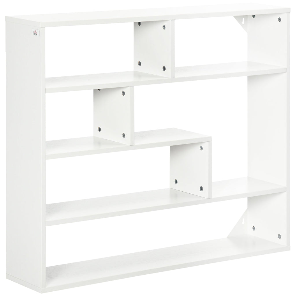 Homonda Modern Wooden Wall Library at 4 levels, 94x19.5x80cm, White - Borgè