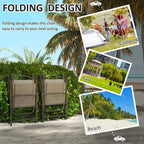 Outsunny set 2 Garden folding chairs with armrests and session in breathable fabric, brown - Borgè