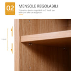 Multiuse cabinet with 2 adjustable shelves white and light wood adjustable shelves - Borgè