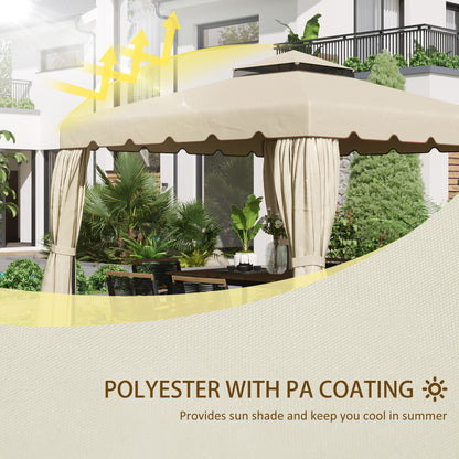 Outsunny spare roof for 3x3m garden gazebo with 2 levels in beige polyester levels - Borgè