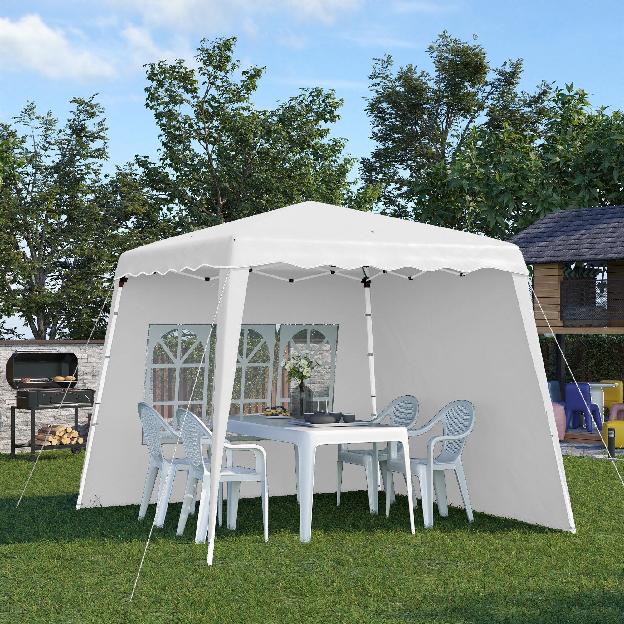 Adjustable Height Folding Garden Gazebo in Steel and Oxford Fabric, 2.4x2.4x2.5m - Borge' Group Limited