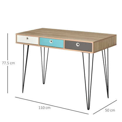 desk with a Nordic design with 3 wooden and metal drawers - Borgè