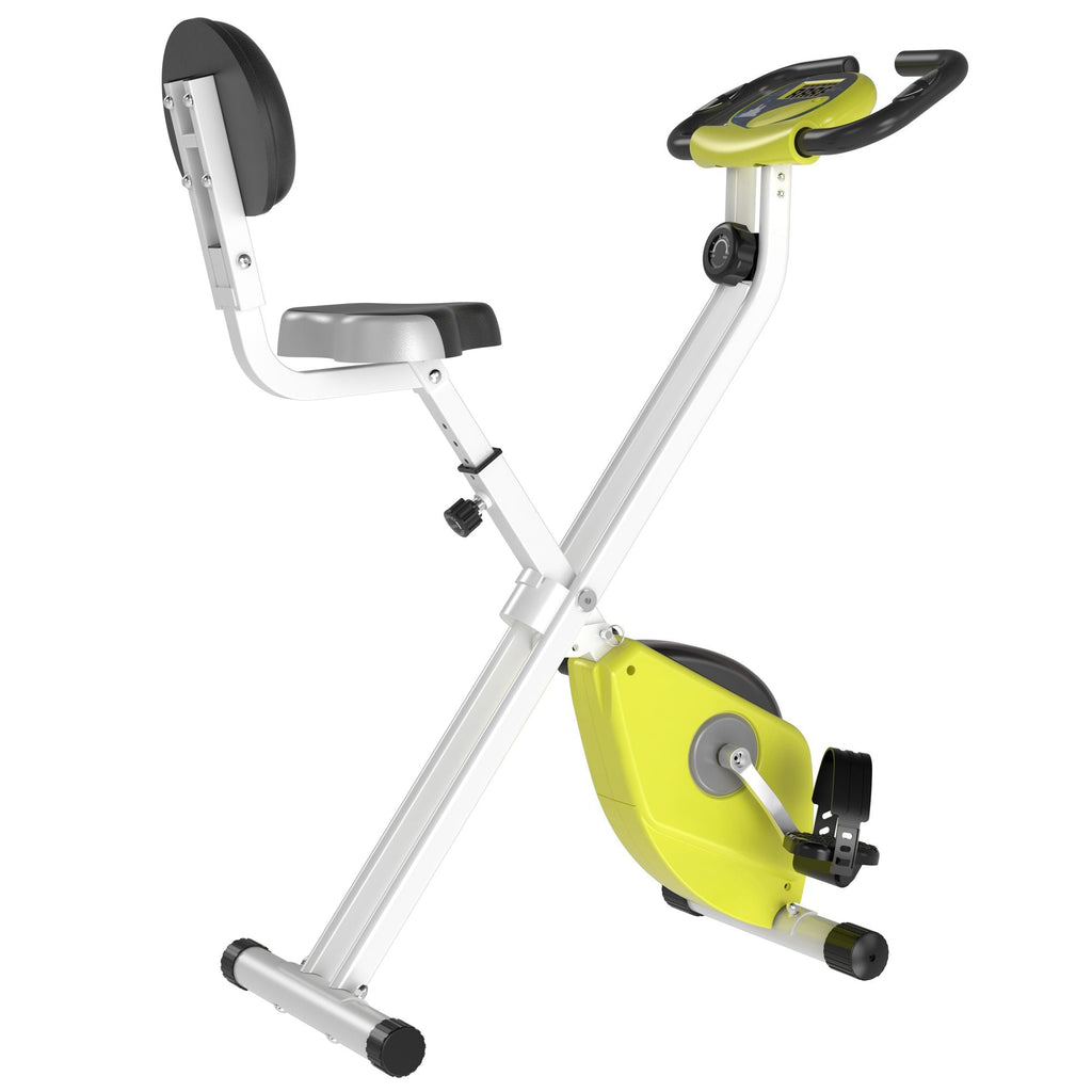 Foldable Fitness Bike Steel with Adjustable Height, Spinning Bike 8-Level Magnetic Resistance, LCD Screen, Yellow, 43x97x109cm - Borge' Group Limited