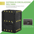 Garden Composter, 300L Black Plastic Home Compost Bin with Snap-On Lid - Borge' Group Limited