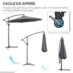 Garden Umbrella 3x2.5 m Arm and Tiltable with Crank, in Steel and Polyester Grey - Borge' Group Limited