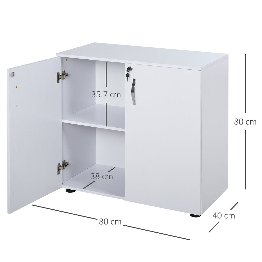 Homcom Multiuse office cabinet with lock - white - Borgè