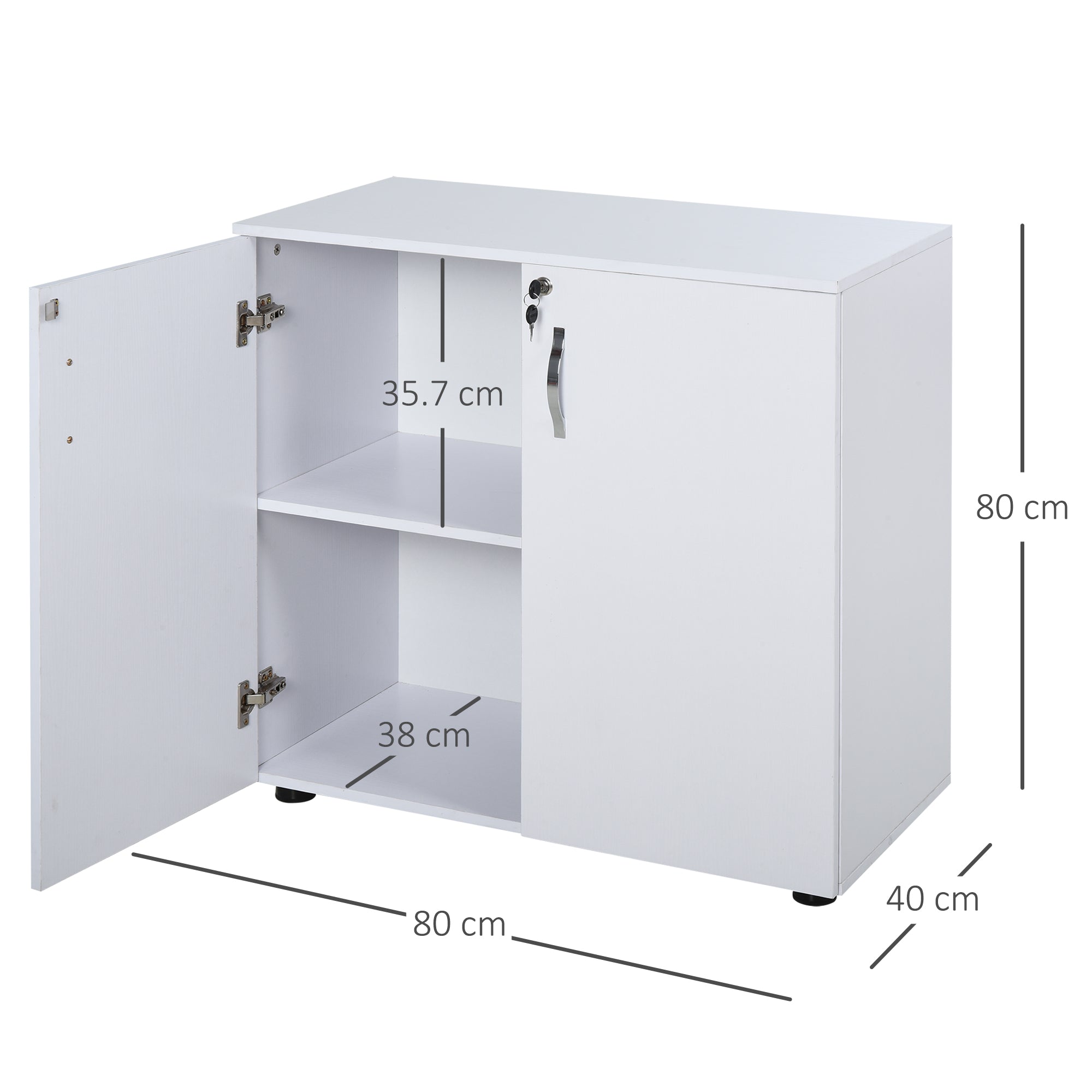 Homcom Multiuse office cabinet with lock - white - Borgè