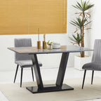 dining table for 4-6 people with marble effect and steel base, 140x80x76cm, black - Borgè
