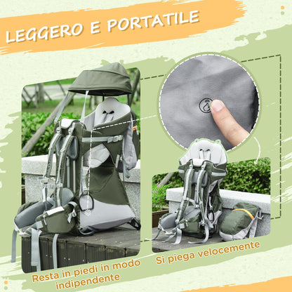 Baby Baby Baby up to 18 kg age 6-36 months in aluminum with roof, belt and adjustable shoulder straps - Borgè