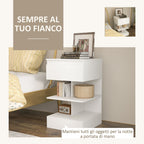 Homcom modern bedside table in chipboard and mdf with a drawer and 2 shelves, 39x39x65 cm, white - Borgè