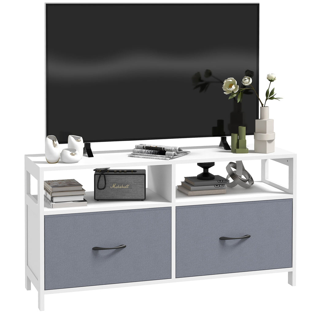 Homcom Mobile TV 45 "Max in MDF and non -woven fabric with 2 drawers and 2 shelves, 100x30x53 cm, white and gray - Borgè