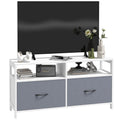 Homcom Mobile TV 45 "Max in MDF and non -woven fabric with 2 drawers and 2 shelves, 100x30x53 cm, white and gray - Borgè