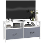Homcom Mobile TV 45 "Max in MDF and non -woven fabric with 2 drawers and 2 shelves, 100x30x53 cm, white and gray - Borgè